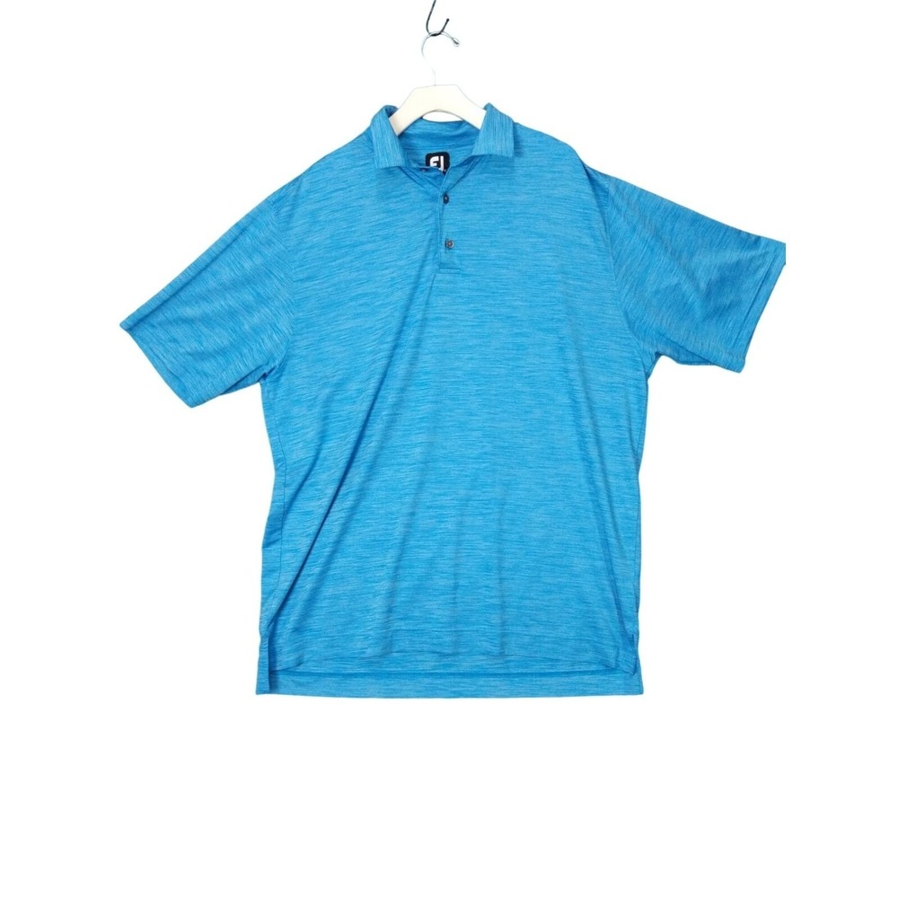 FootJoy Mens Athletic Golf Polo XL Blue Space Dye Short Sleeve Performance Shirt